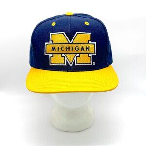 Vintage University Michigan Snapback Hat Deadstock w/o Tag Big Logo Wolverines